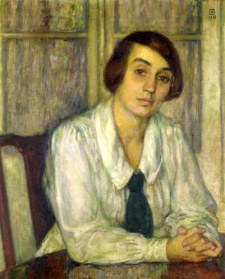 Portrait of Elizabeth van Rysselberghe, Seated, Her Hands on the Table