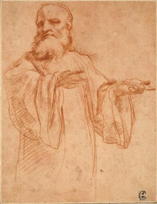 St. Benedict Gesturing to the Left, Study for the Coronation of the Virgin