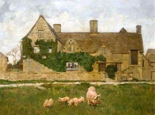 House with Pigs in the Foreground