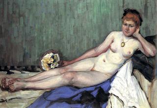 Nude with a bouquet