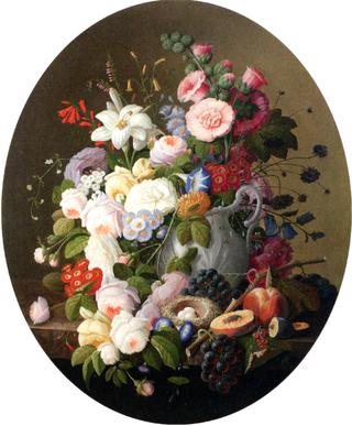 Floral Still Life with a Bird's Nest