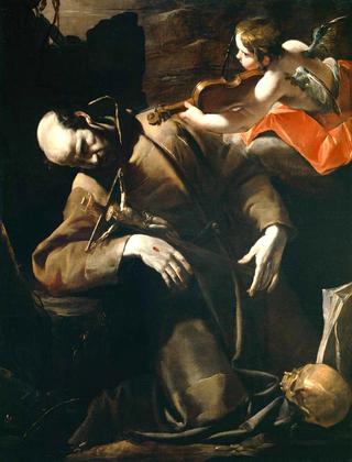 St. Francis in Ecstasy Comforted by a Cherub with a Violin