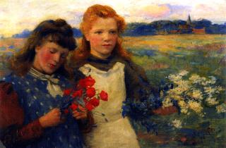 Girls Picking Wild Flowers