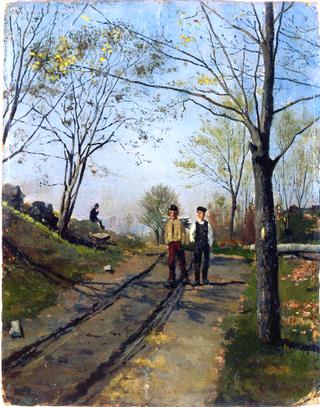 Two Boys on a Country Lane