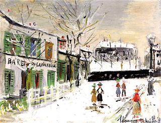 Lapin Agile, rue des Saules sous la neige, Montmartre