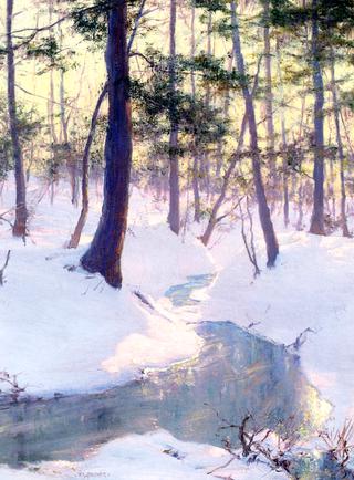 Stream in Winter, Sunset