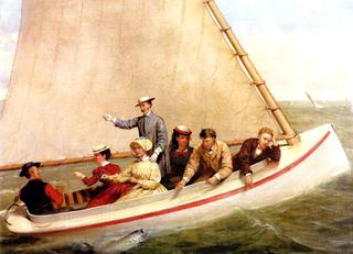 Fishing in a Catboat in Great South Bay