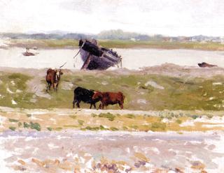 Cows by a Boat, Etaples