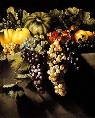Still Life with Fruit (Grapes, Quinces, a Watermelon, and Pomegranates