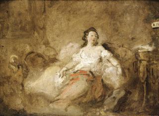 Young Lady Wearing a Negligée in an Interior