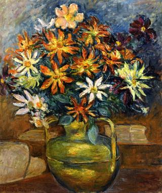 Flowers in a Copper Vase