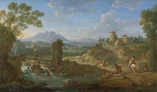 Hunting Party in a Landscape with Mountains beyond