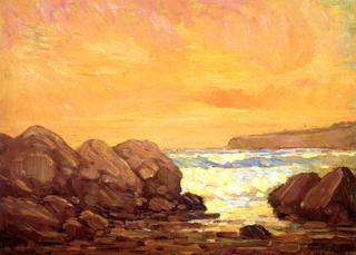 Rocky Coastal Scene at Sunset