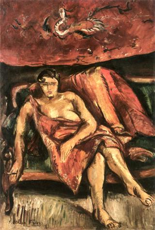 Young Half-Nude Woman, Seated on a Couch