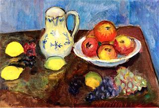 Cup of Fruit, Pitcher and Lemons