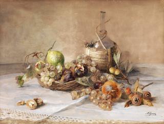 Still-life with Fruit and Bottle of Chianti