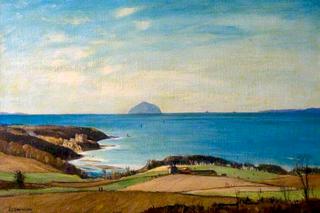View of Culzean Castle with Ailsa Craig in the Distance