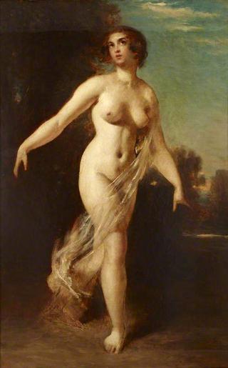 A Female Nude Striding in a Landscape