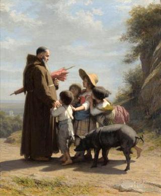 A Franciscan Monk With Children