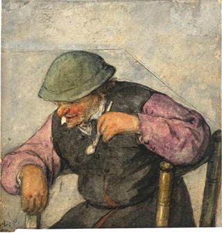 A Seated Man Holding a Pipe