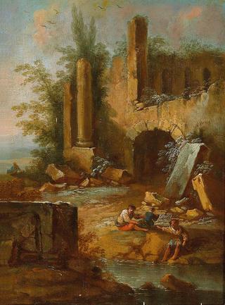 Landscape with Two Man in Front of Roman Ruins