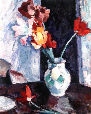 Tulips in a White Vase