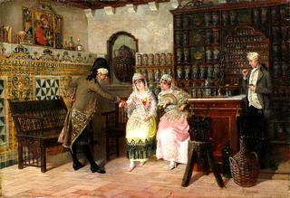 A Medical Practitioner Taking a Lady's Pulse in a Pharmacy