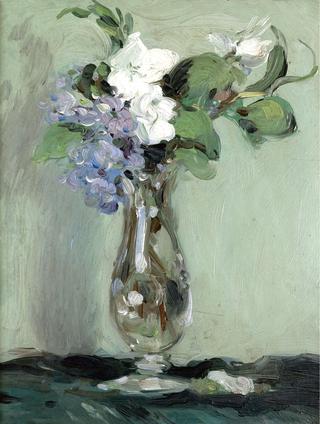 Still-life of Primulas in a Glass Vase