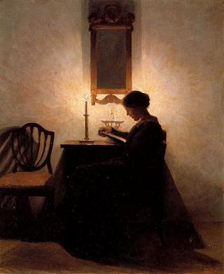 Woman Reading by Candlelight