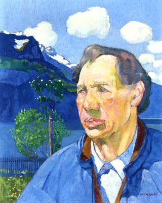 Bernese Farmer in Front of Lakescape