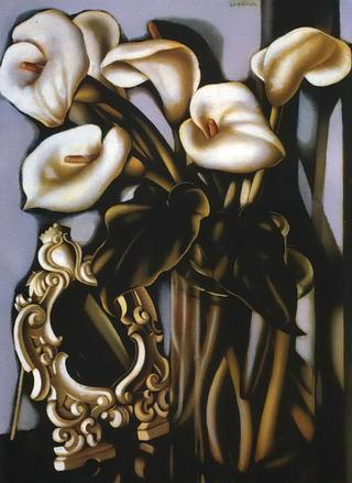 Still Life with Arums and Mirror