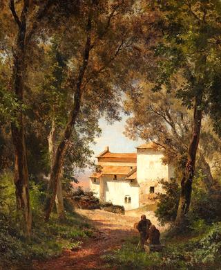 Italian Landscape with two Monks and Roman Architecture