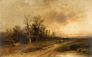 Landscape with horse-drawn cart