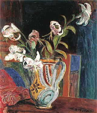 Lilies in a Faience Vase
