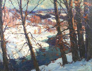 Vermont winter river scene