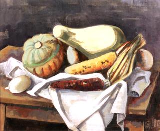 Still Life with Gourds and Corn