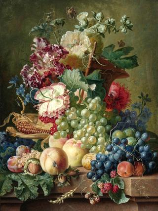 A Still Life of Flowers and Fruit