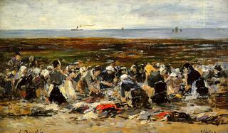 Étretat, Laundresses on the Beach, Low Tide