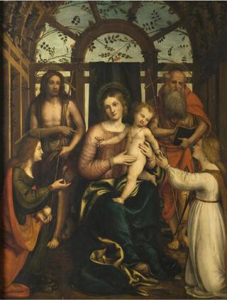 Virgin and Child, with Saints Mary Magdalene, John the Baptist, Jerome, and Catherine of Alexandria