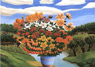 Vase of Flowers by the Riverside