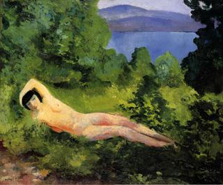 Reclining nude in the leaves