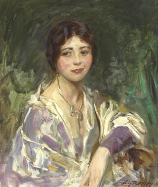 Woman in Purple and White