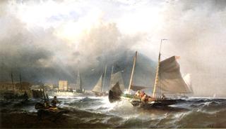 Returning with the Catch in a Stormy Sea