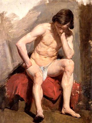 Life Study of a Seated Nude Male Model