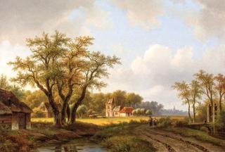 A Landscape with Peasants on the Edge of a Village