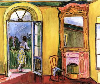 Hermann Hesse's Apartment with a Woman on the Balcony