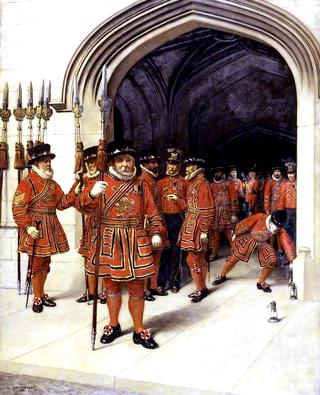 The Yeoman of the Guard Searching the Crypt of the Houses of Parliament, London