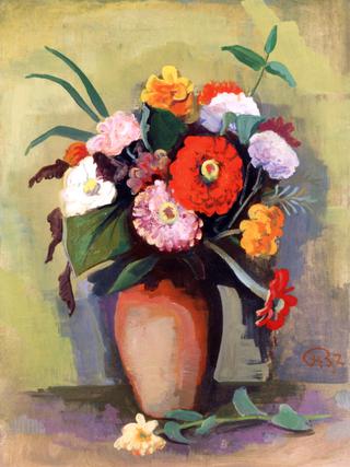 Vase with Zinnias