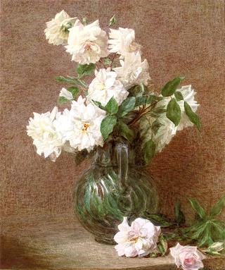 White Roses in a Pitcher