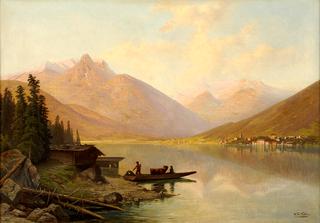 Landscape with an Alpine Lake and Village
